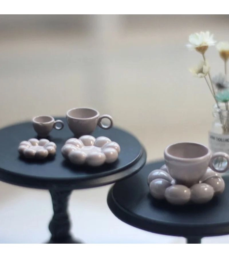 Generic Miniature Coffee Cup With Saucer - 2 pcs - 1:6 scale