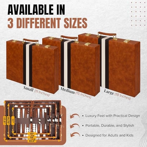 Backgammon Set - Classic Edition Premium Leather Case