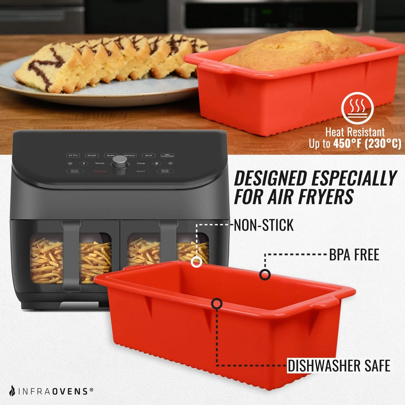 Silicone Loaf Pans - Non-Stick Fits Dual Basket Air Fryers