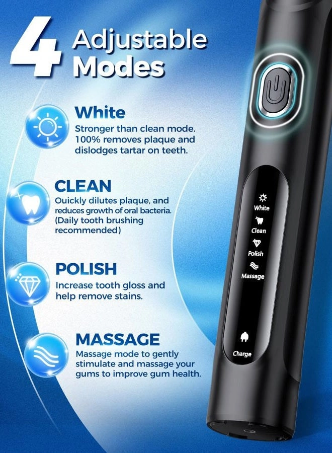 Rotating Electric Toothbrush - 8 Brush Heads 4 Modes 25-Day Battery Life