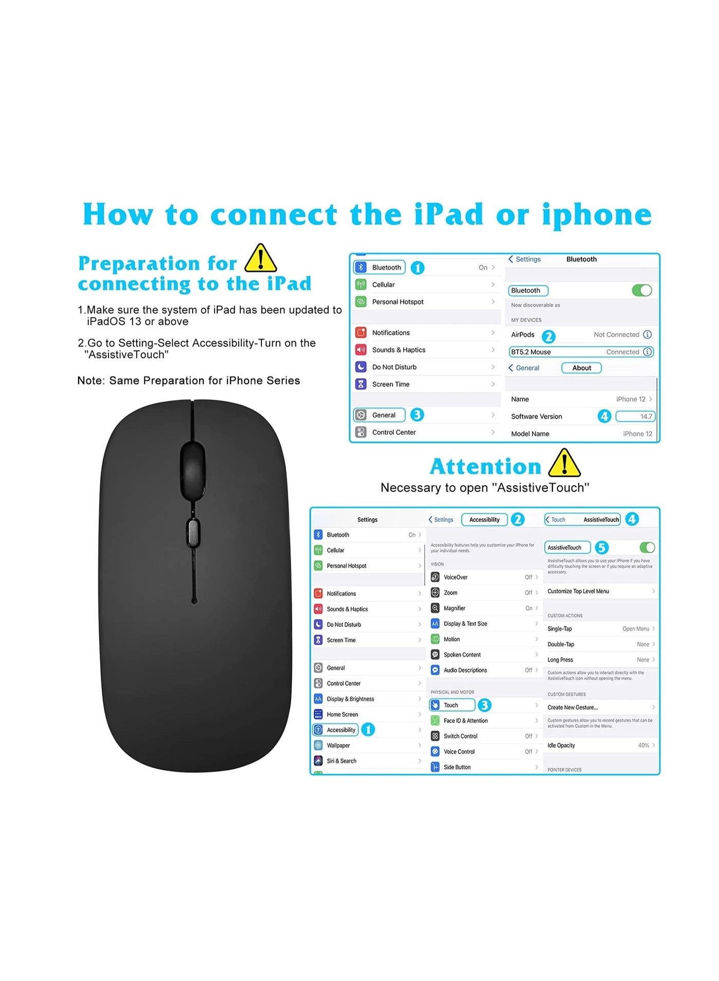 Slim Wireless Mouse - 2.4G Bluetooth 5.1