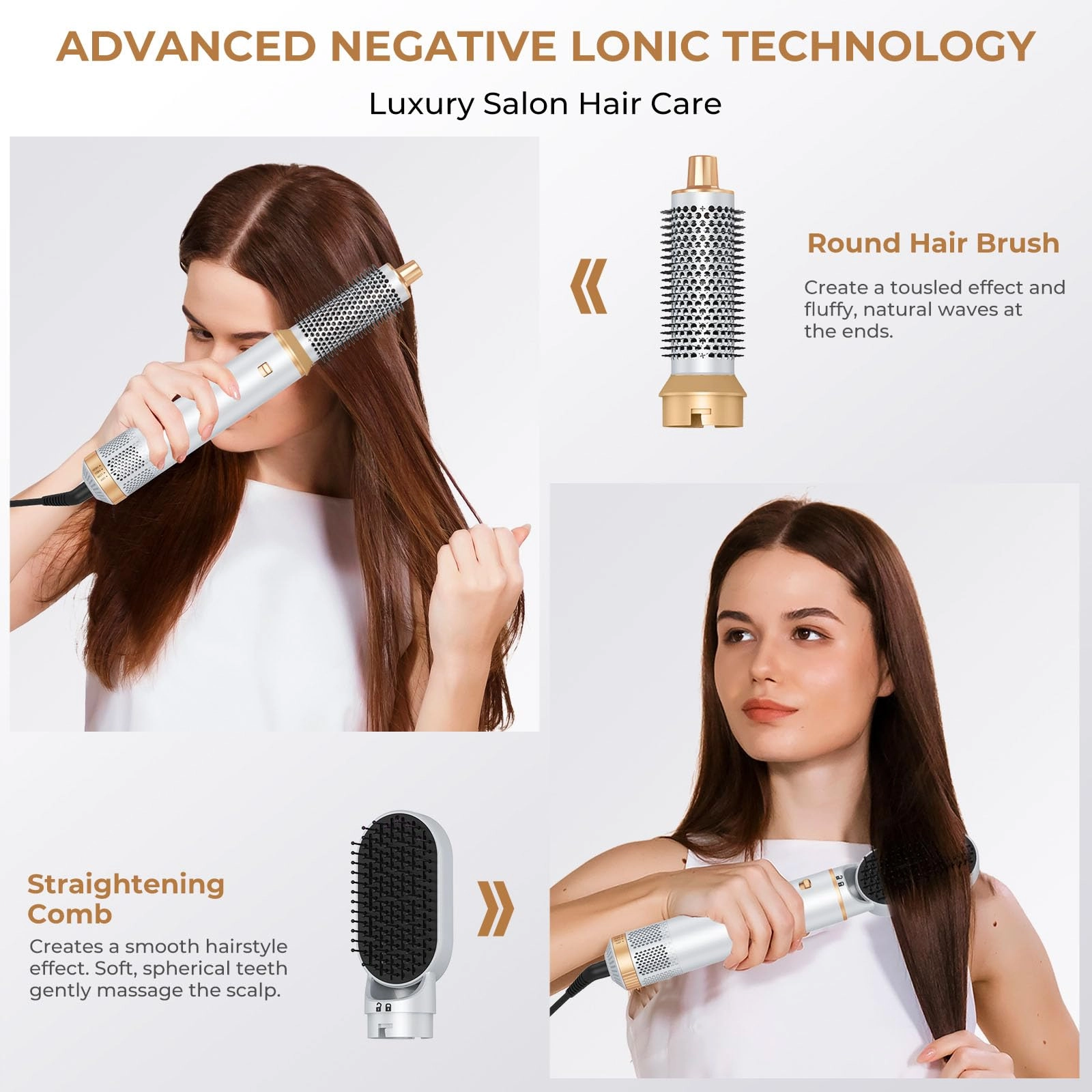 5 in 1 Blow Dryer Brush - Green Gold 800 watts