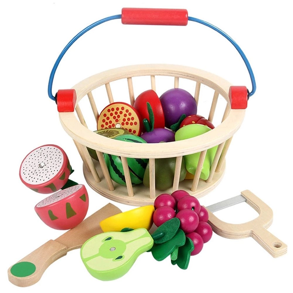 Wooden Fruits & Vegetables Basket Toy Set (5551007-MSN17067)