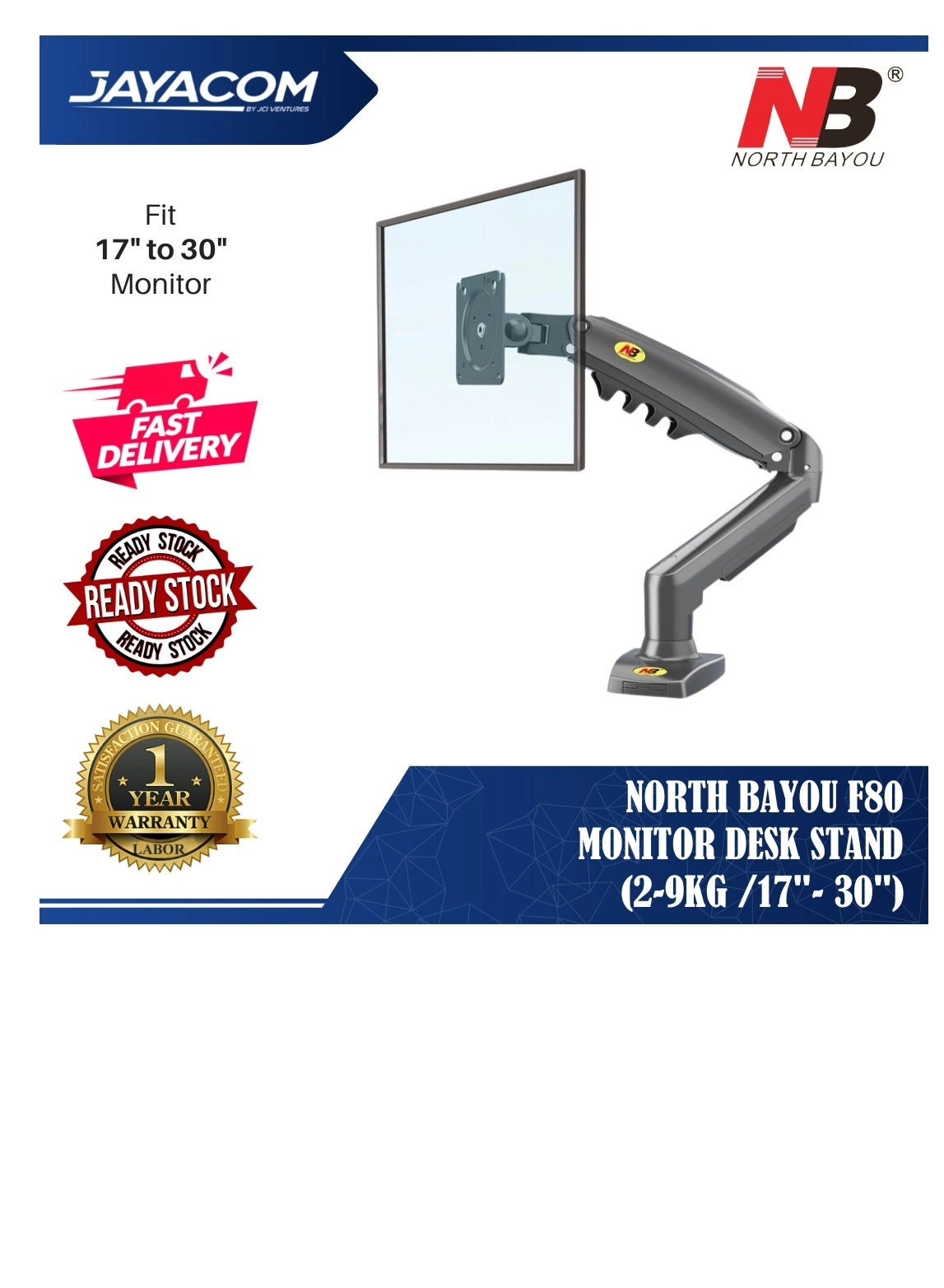 Monitor Desk Mount Stand - 17in-30in