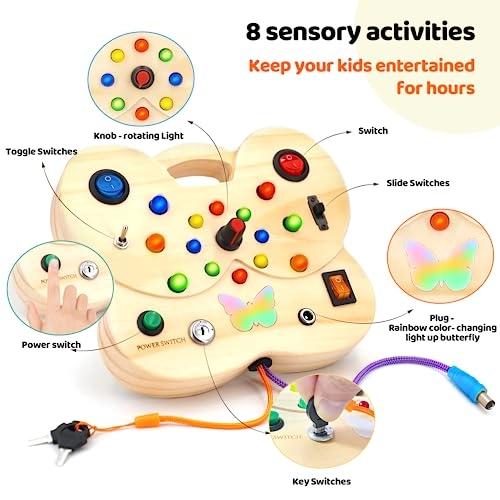 Montessori Toddler Busy Board - Butterfly 15 LED 3-4 years+