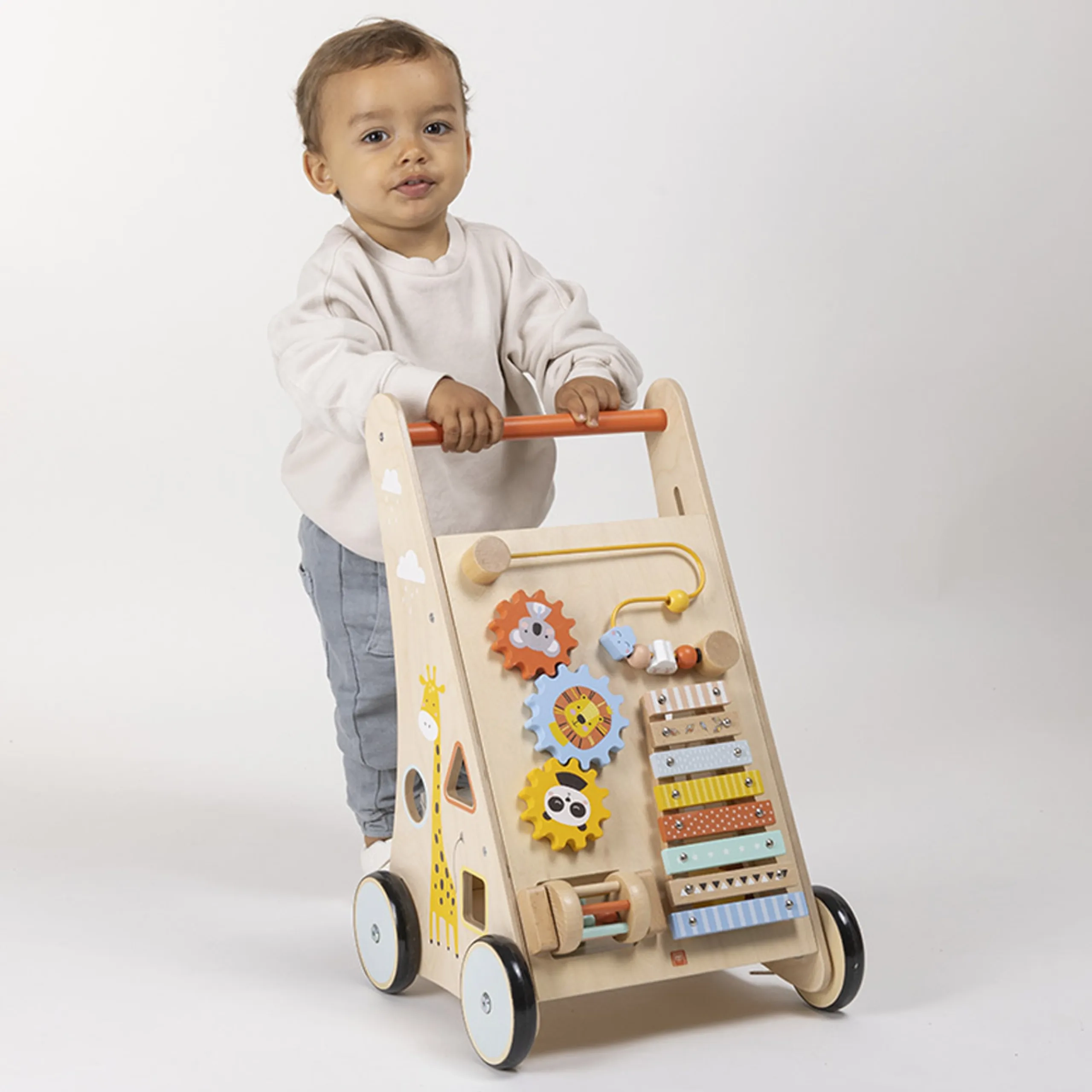 Safari Wooden Baby Activity Walker - 6 activities xylophone