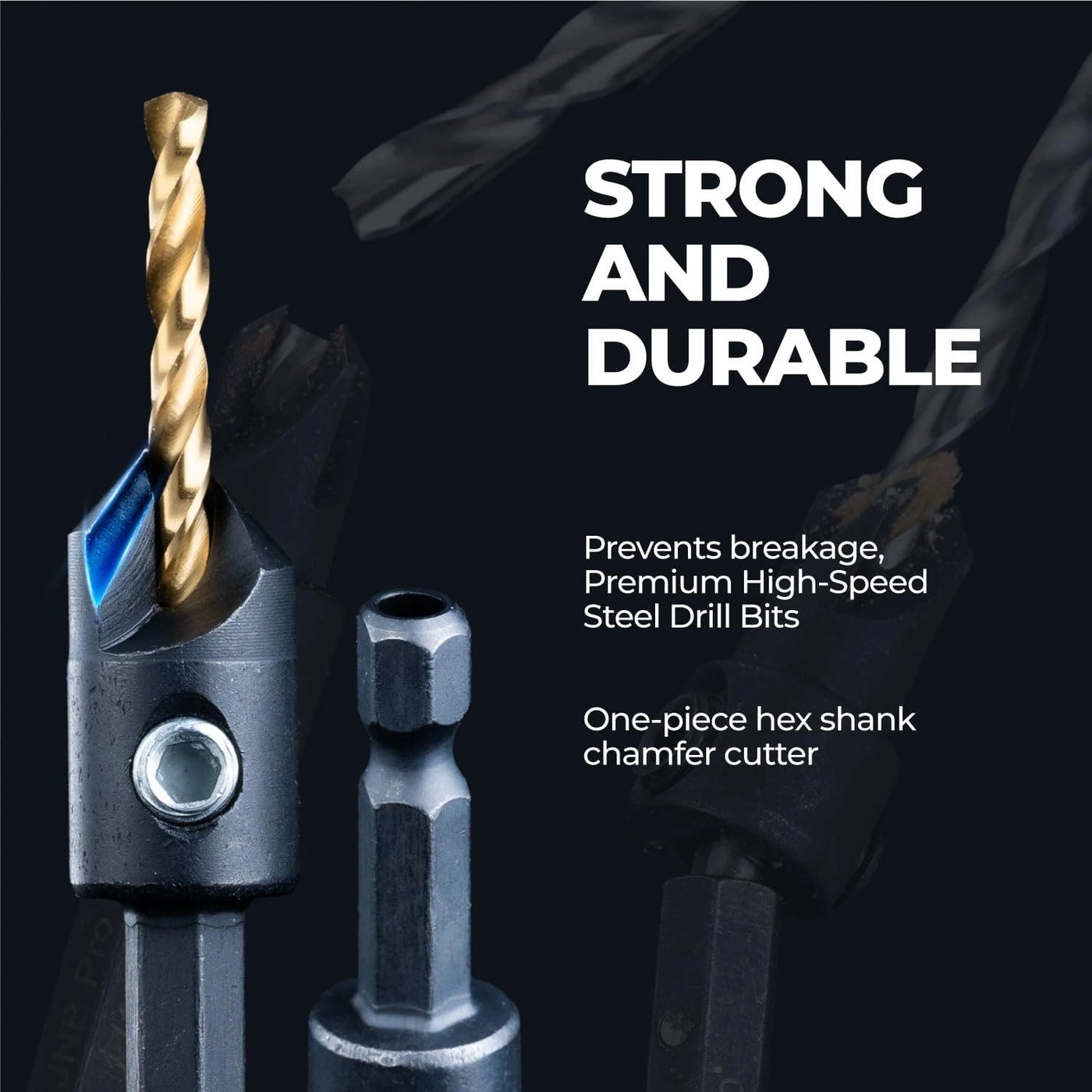 Countersink Drill Bit Set - High-Speed Steel 5Pcs #4, #6, #8, #10, #12