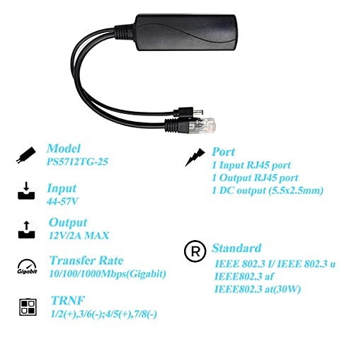 PS5712TG - 48V 24W 1 IEEE802.3af/at 10/100/1000Mbps 30W