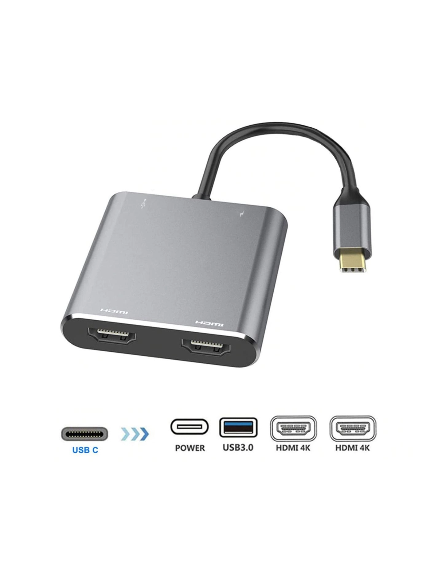 USB C to Dual HDMI Adapter - USB C Windows MacOS