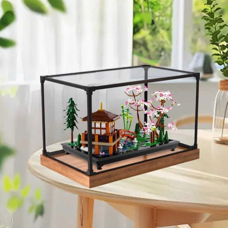 Display Case (10315) - Clear Acrylic 40x25x25cm Black Bottom+background