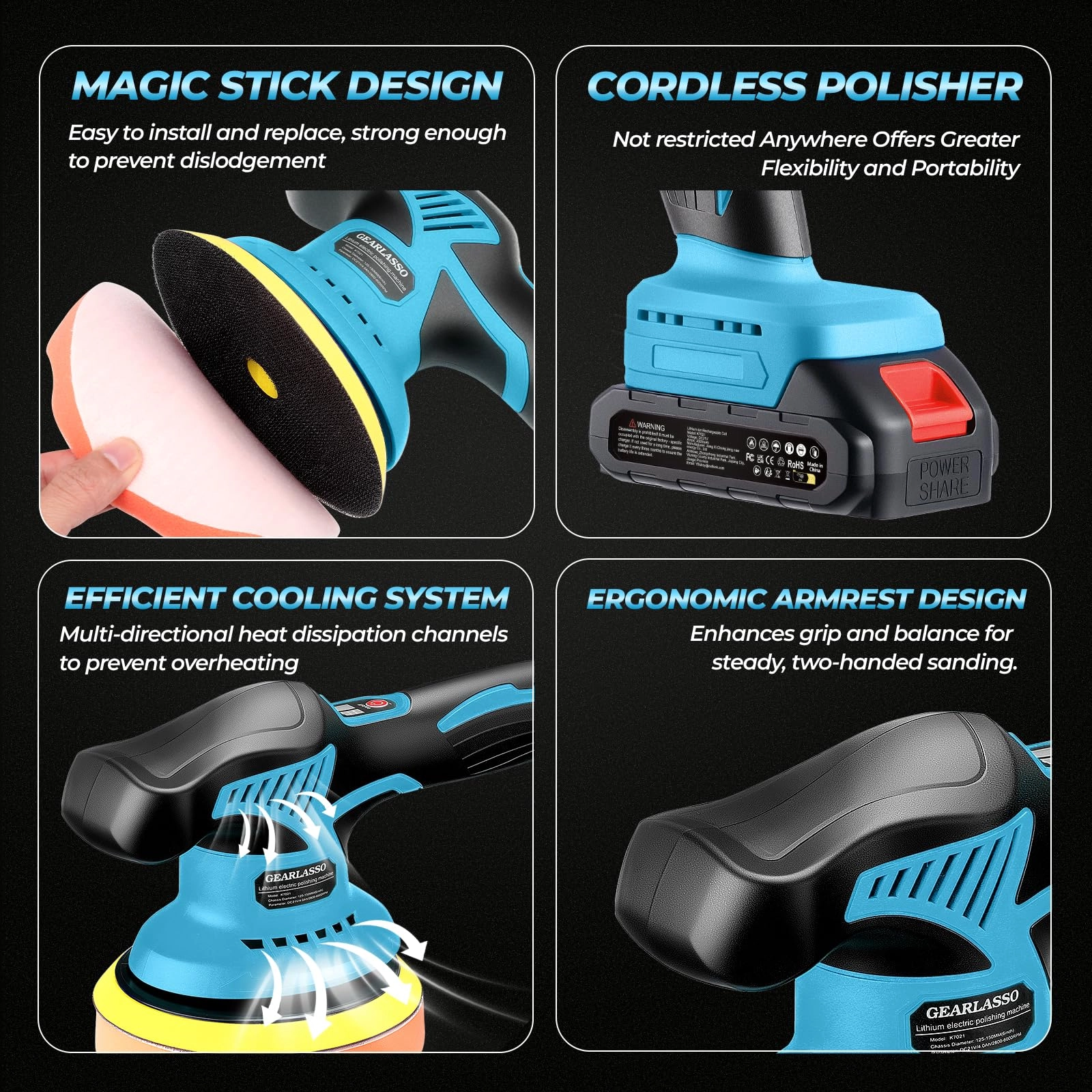 Car Buffer Polisher - Cordless 2800-6000RPM