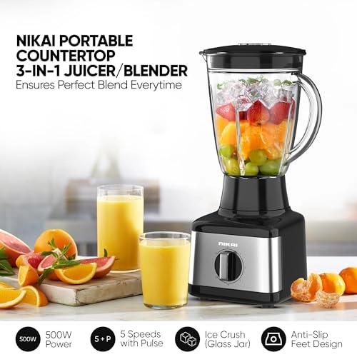 NB3900GEB - 3-in-1 Stainless Steel Blades Glass & Plastic Jugs