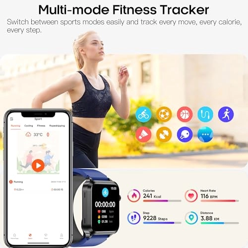 Blood Pressure Smart Watch - 1.92 Inches 24/7 Heart Rate Blood Oxygen