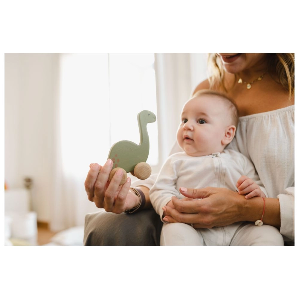 Dino Shaped Wooden Animal Roller Toy - Suitable for 6 months & above