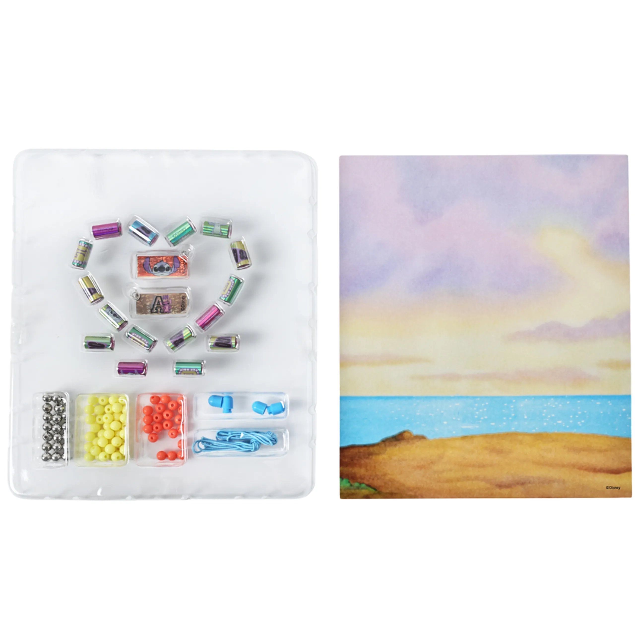 Stitch Holographic Sticker Bead Bracelet Making Craft Set - 160pc Heart-Shaped