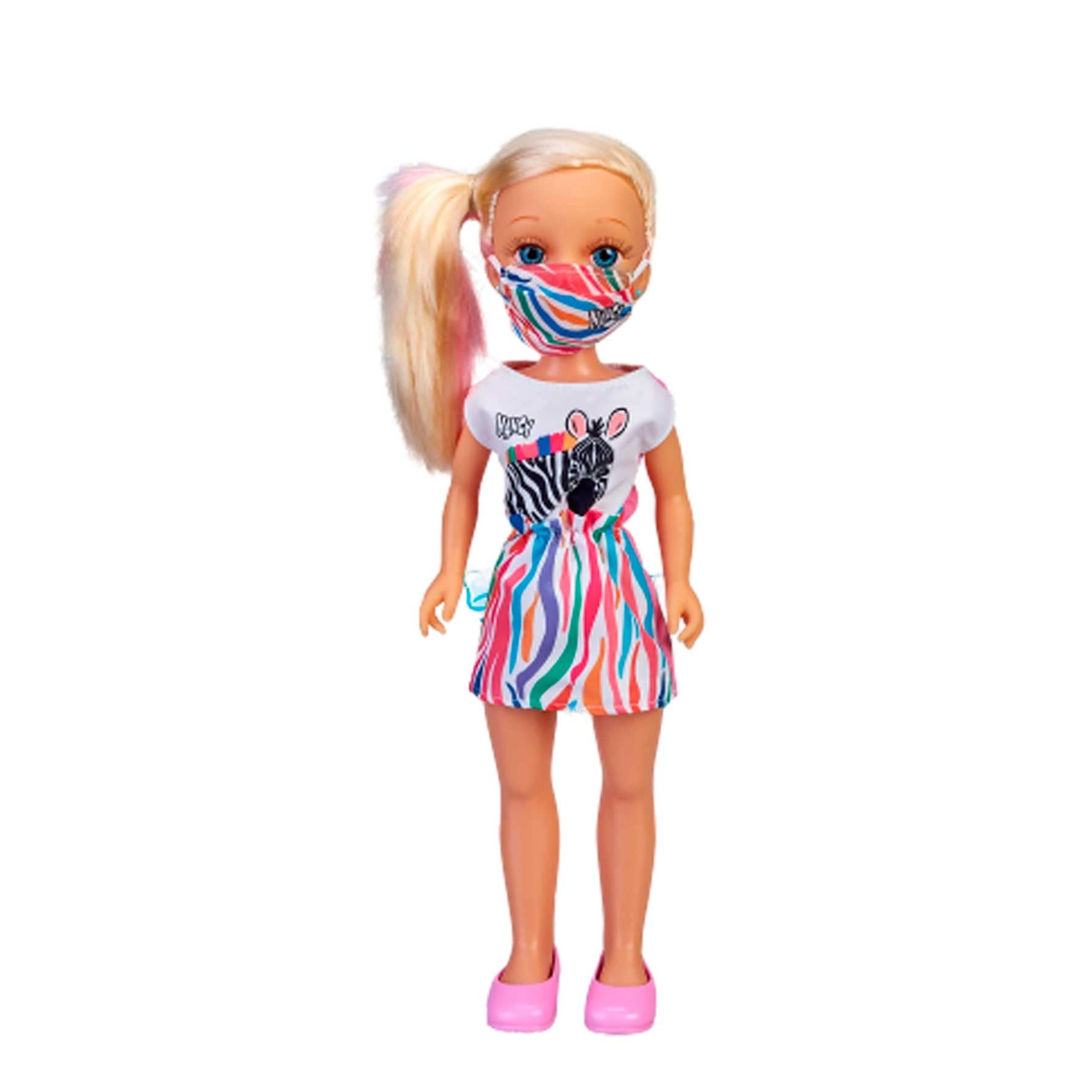 Nancy Fashion Doll - Blonde Colourful Zebra Print mask Ages 3+