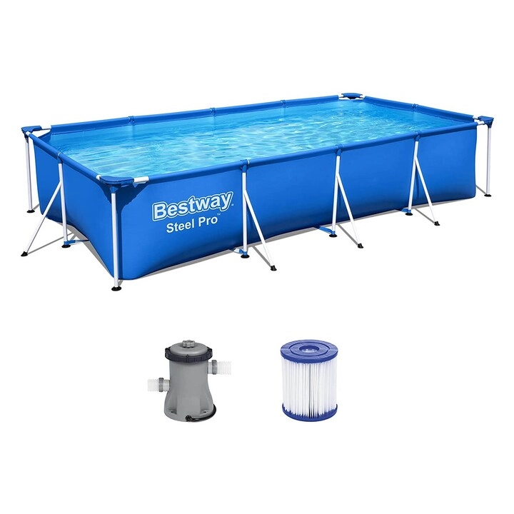 Bestway Steel Pro Power Pro Rectangular Frame Pool - 400x211x81cm Blue