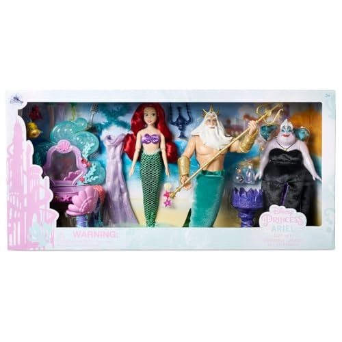 Disney Store Ariel Doll + Ursula Doll + King Triton Doll + Sebastian Figure + Flounder Figure + Flotsam Figure + Jetsam Figure
