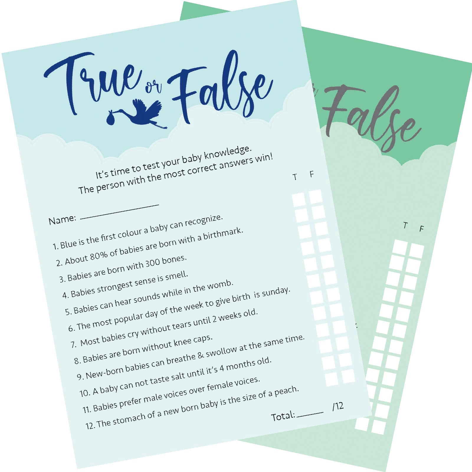 True Or False Baby Shower Games - Baby 12