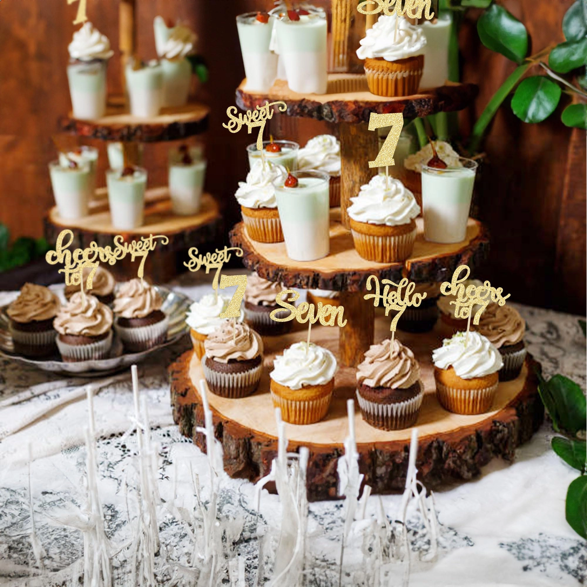 7th Birthday Cupcake Toppers - 30Pcs