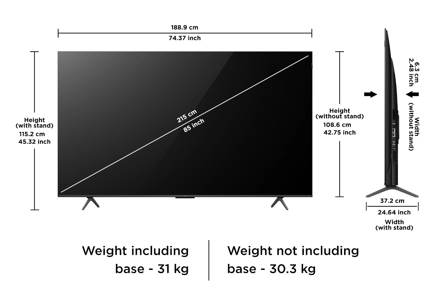 85T8C - 85 Inches