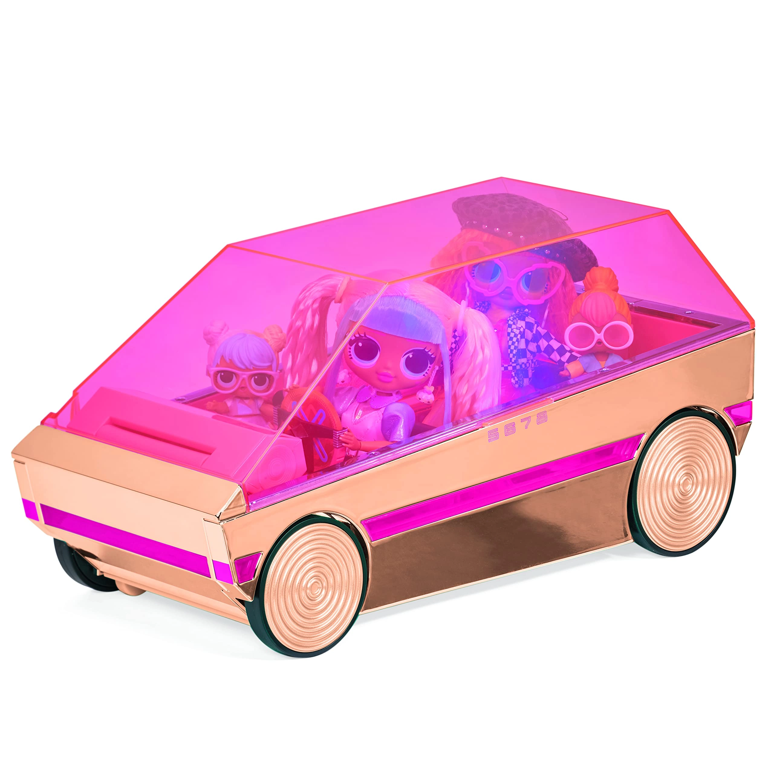 MGA Entertainment 3-In-1 Party Cruiser - Rose Gold Pink Trim Magic Black Lights Ages 4+