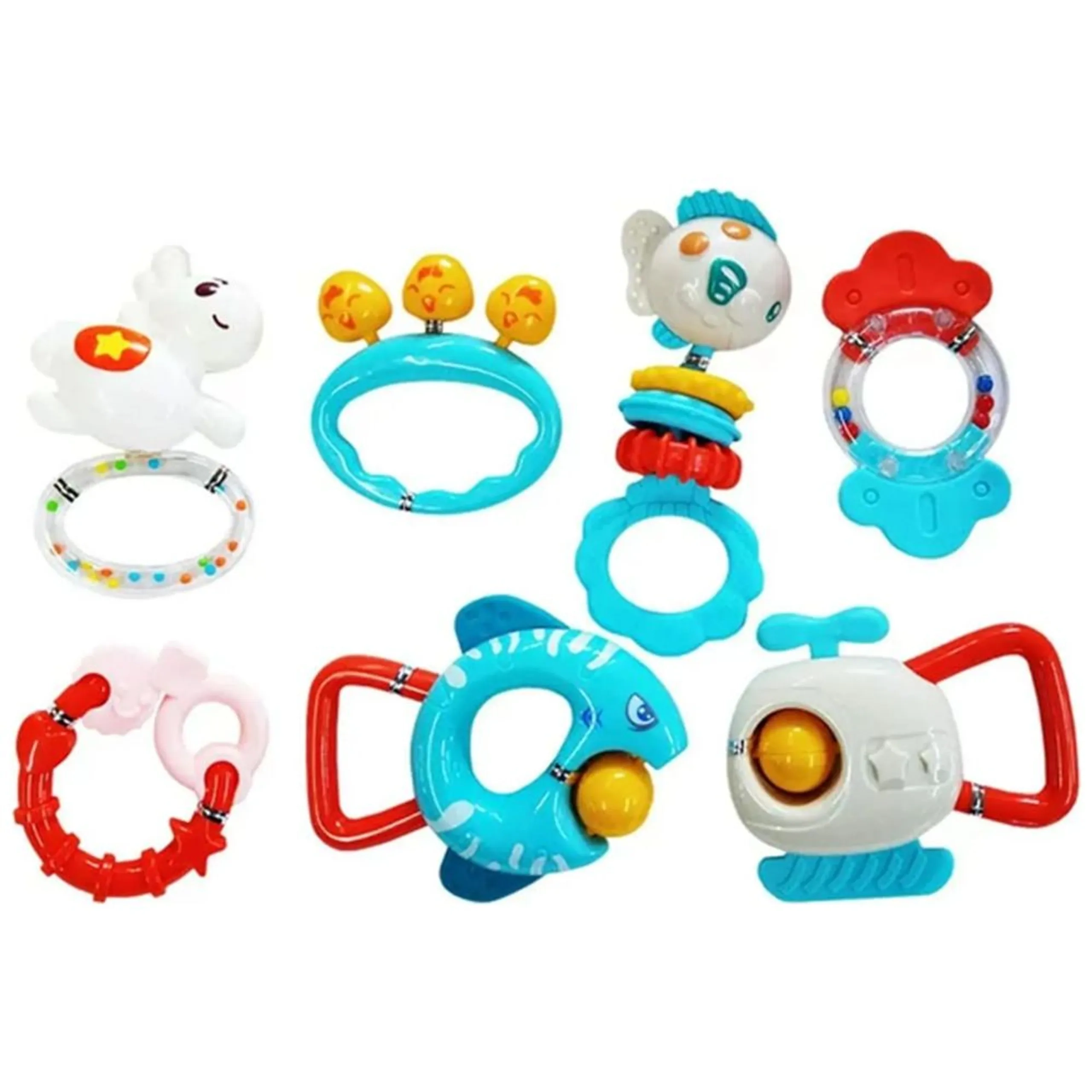 huanger Baby Rattles And Teether Toy Set - 0 month and above BPA-free 7Pcs