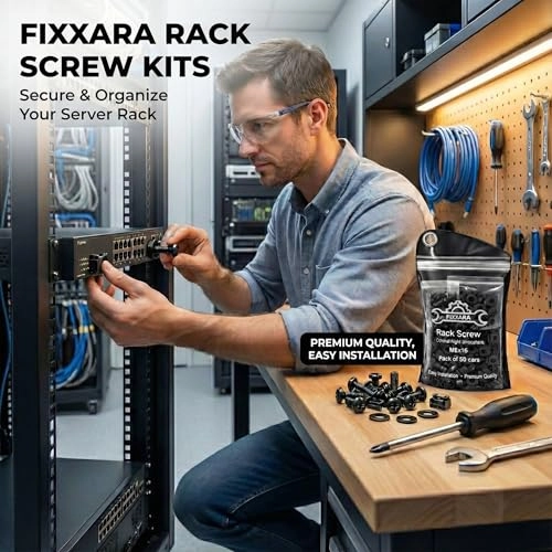 Rack Mount Screws + Cage Nuts + Nylon Washers - M6x16