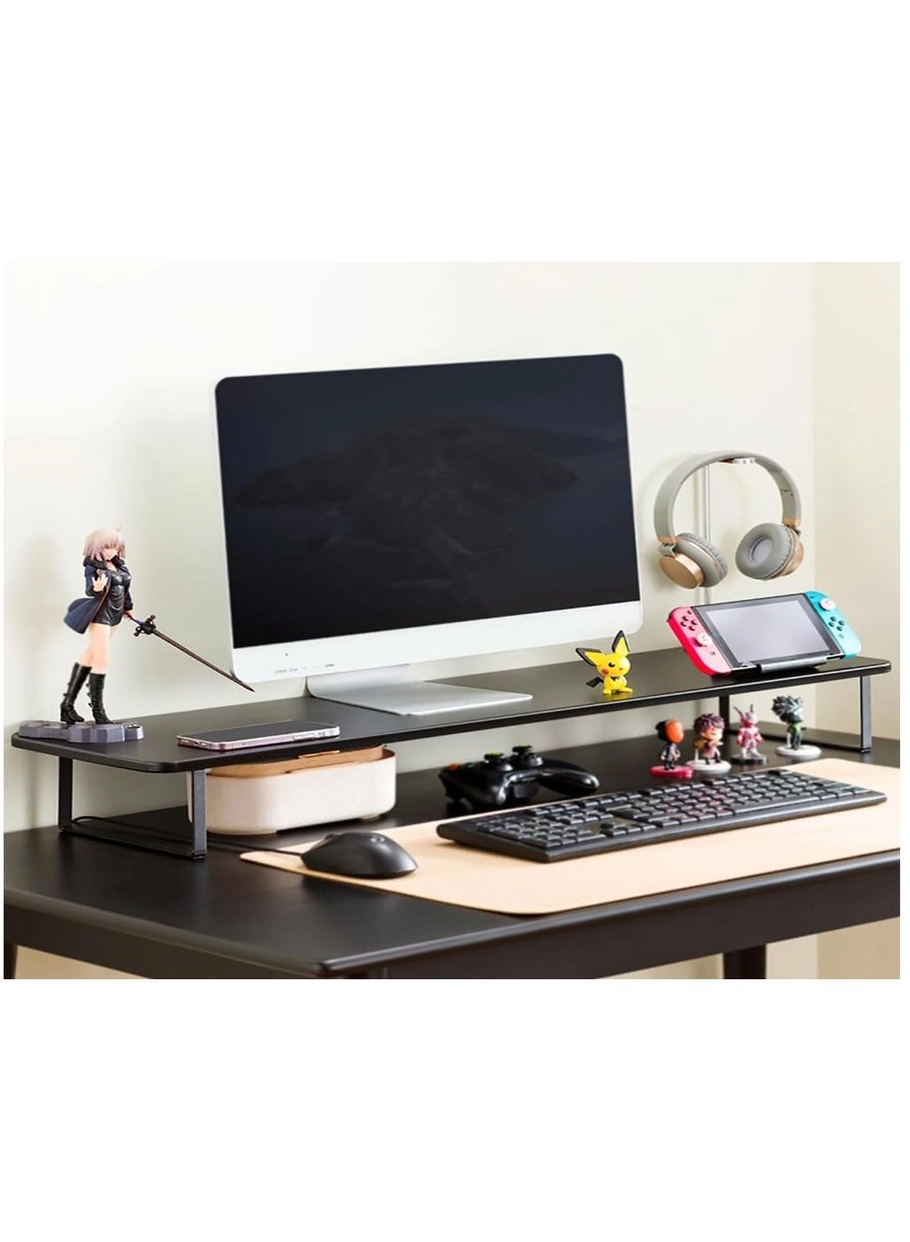 Monitor Riser Stand - Beige 100x26x12cm