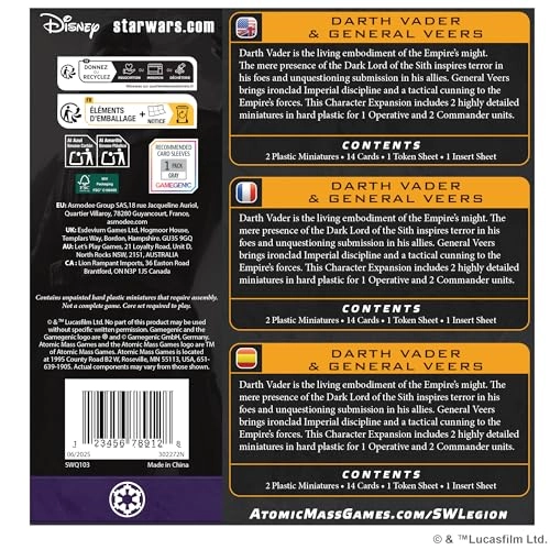 Star Wars Legion: Darth Vader & General Veers - Galactic Empire expansion - Miniatures Game