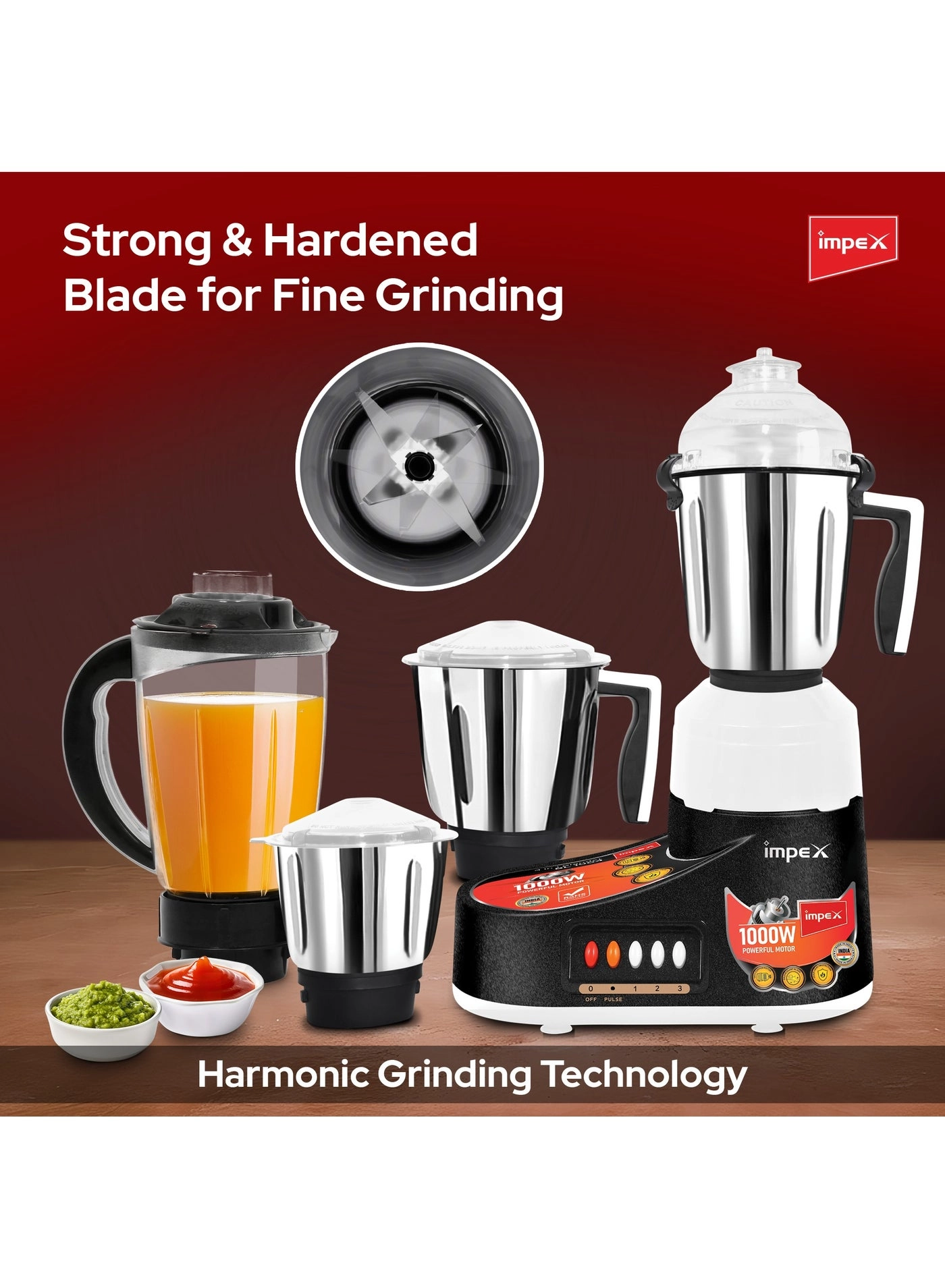 4-in-1 Mixer Grinder - 1.5L 1000W