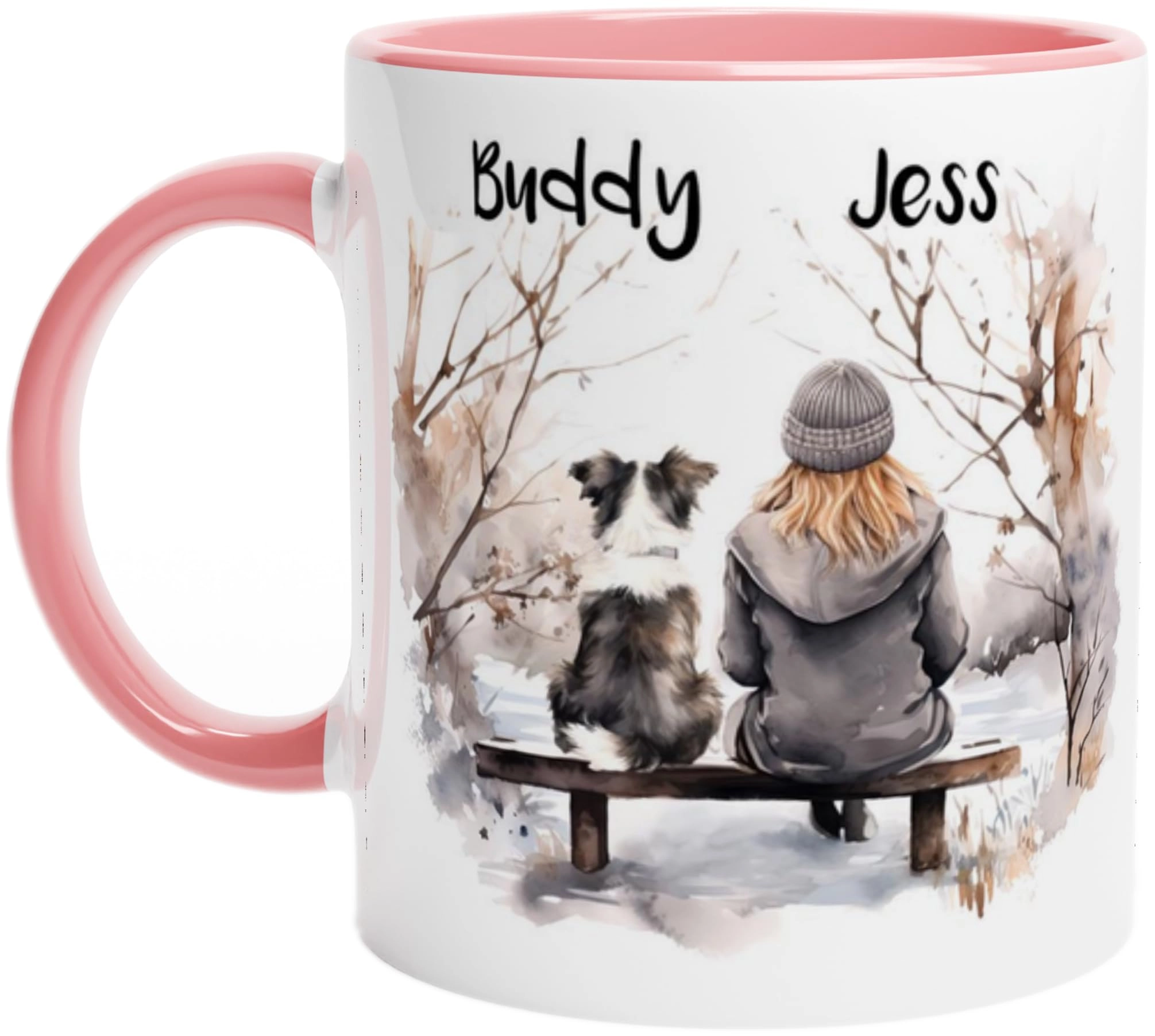 engravables Winter Woman & Dog 3 Mug