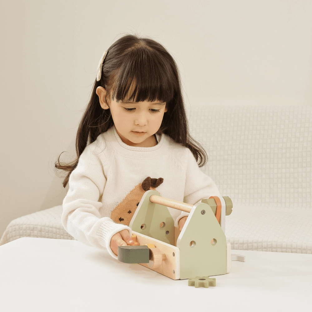 Wooden Tool Box Set - Suitable for 3 years and above 13 wooden components