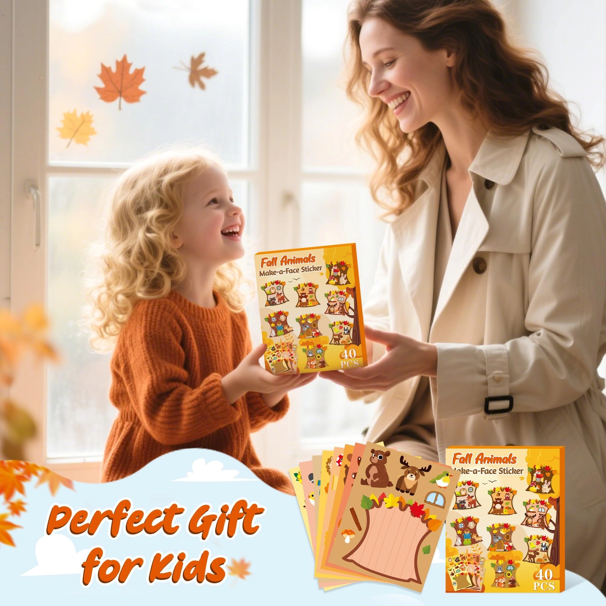 Fall Woodland Animal Face Stickers - 40PCS
