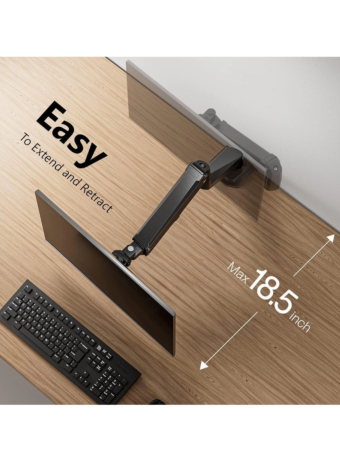 Single Monitor Mount - Gas Spring Full Motion 17-27 Inch