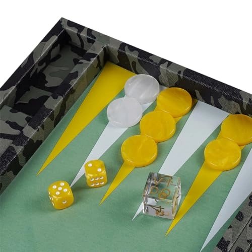Backgammon Set - 15 inch Teal Green Alligator Vegan Leather
