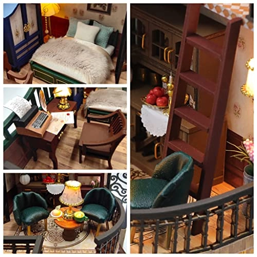 DIY Dollhouse Miniature Kit - Dust Proof Cover Gray Wood