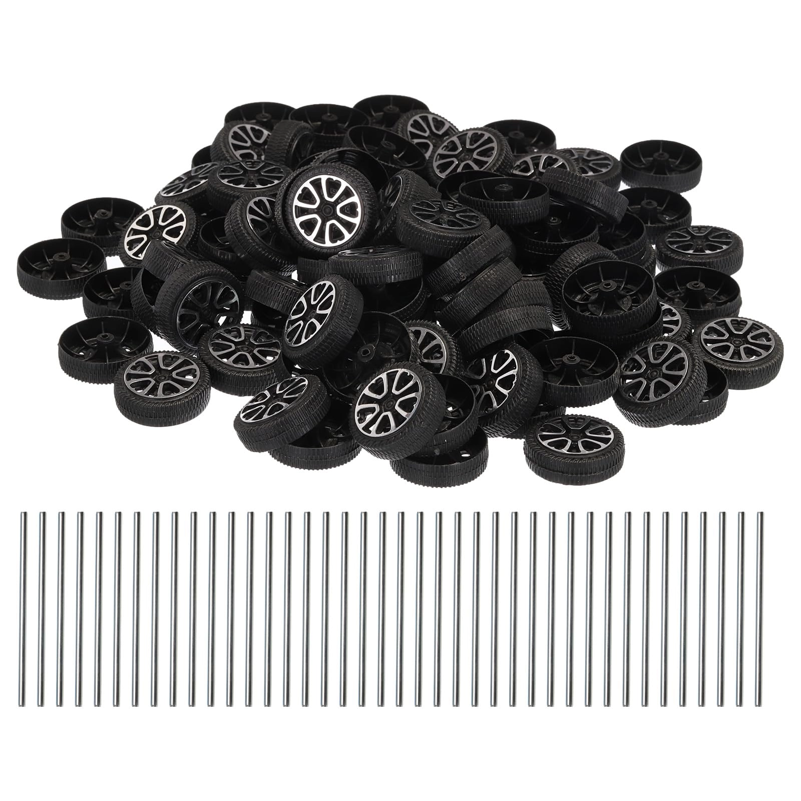SourcingMap Toy Car Wheels - 200pcs 30x9mm 2mmx50mm