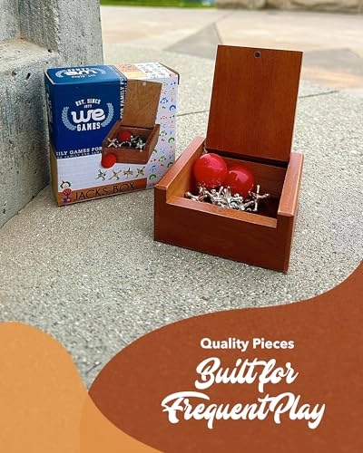 Old-Fashioned Metal Jacks - Wooden Box Red