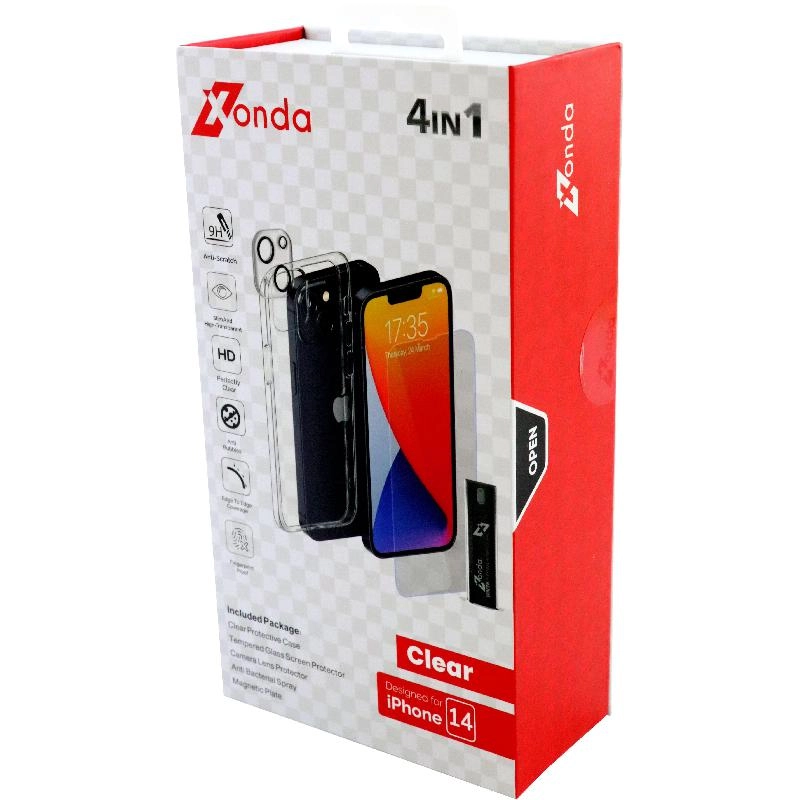 Clear Case - Clear for iPhone 14 + Privacy Tempered Glass for iPhone 14 + Camera Lens for iPhone 14 + Anti-bacteria Spray