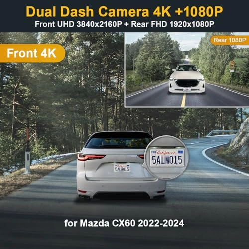 OBD-4K Front and 1080P Rear 3840 X 2160 for Mazda CX-60 2022 2023 2024