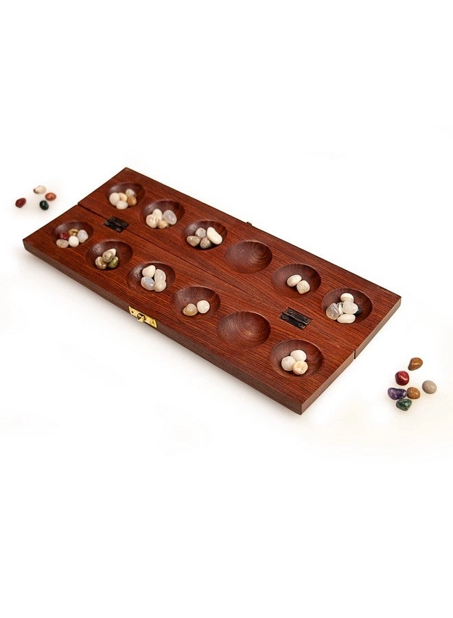 Sterling Mancala - Wooden Cherry Finish Real Stones