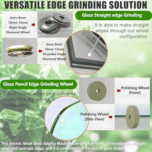 Glass Edge Grinding Machine - 800W 8000r/min 3-20mm