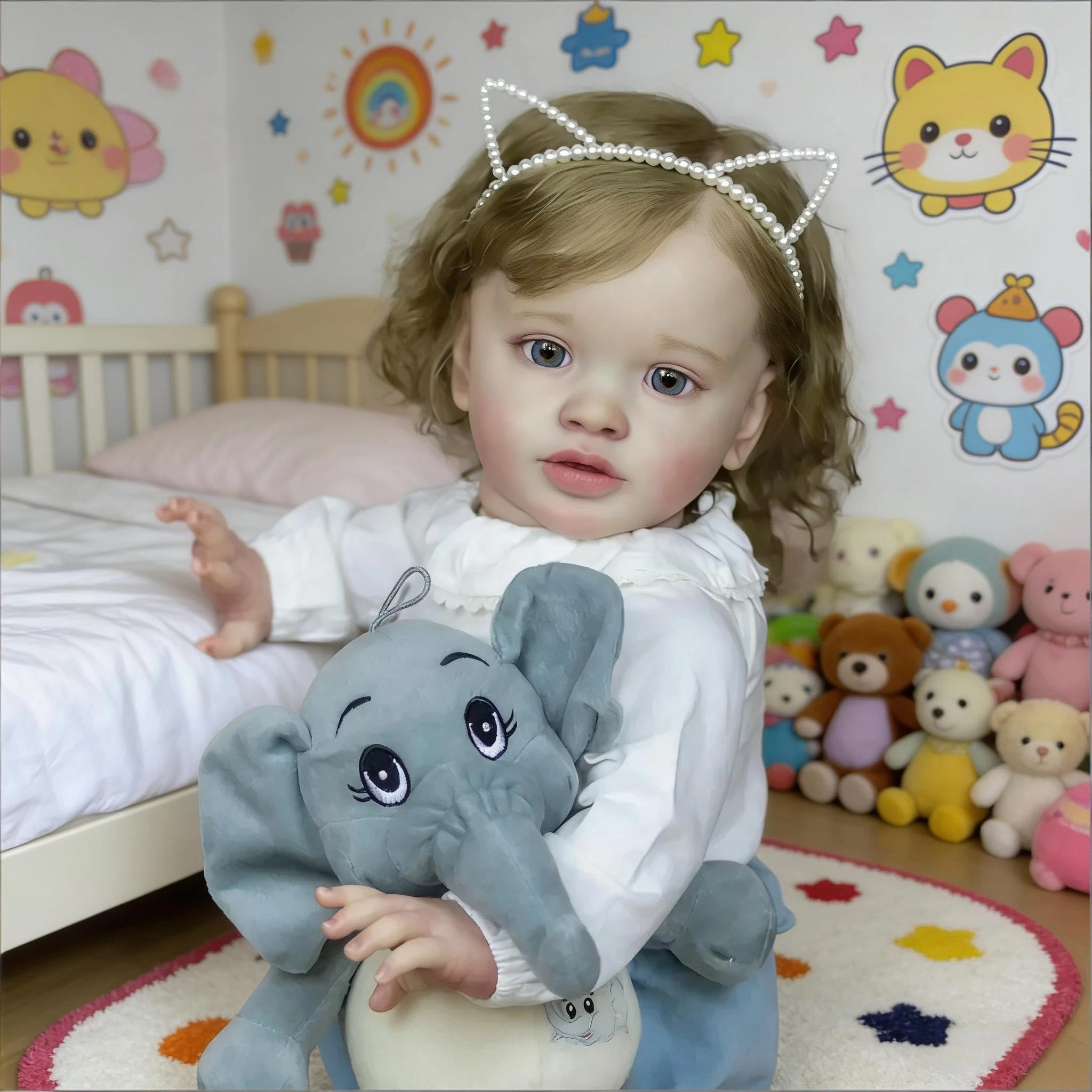 Nanjing Tianzeng Gifts Co.,Ltd Pippa Reborn Baby Doll - 26 inch Cotton Vinyl Hand-rooted Curly Hair Ages 3+