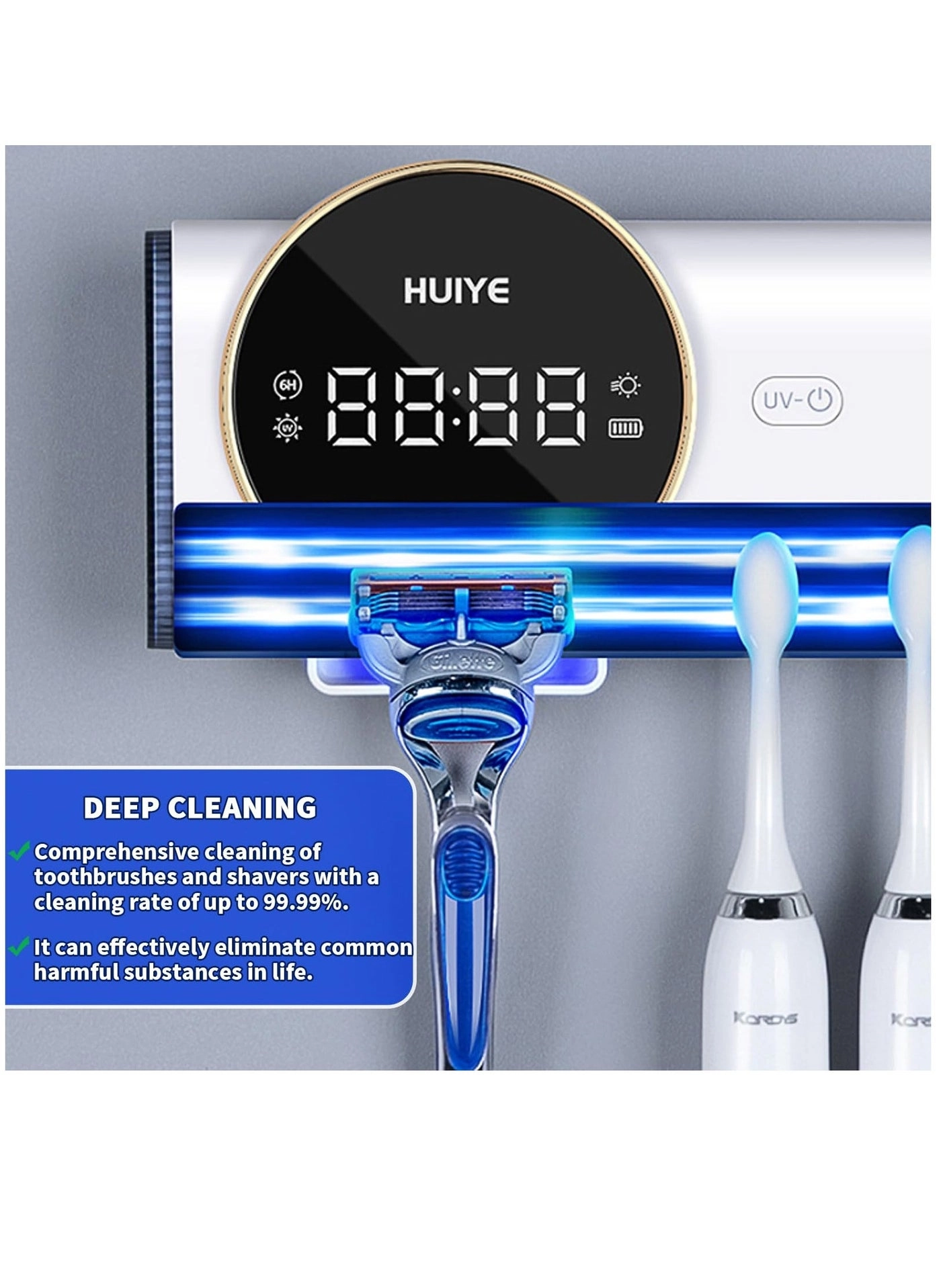 Smart Cleaning Toothbrush Holder - 2 Brush Slots Wall Mounted