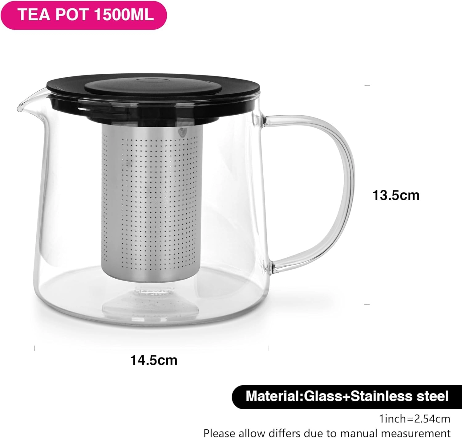 Tea Pot - Borosilicate Glass 1500ml