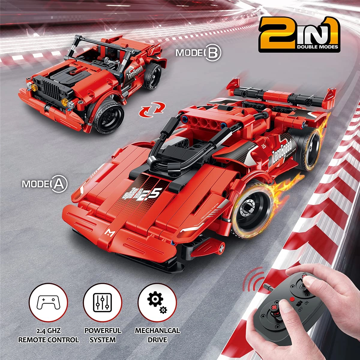 2 in 1 Remote Control Racing Car Building Blocks - STEM Engineering Construction Toy
