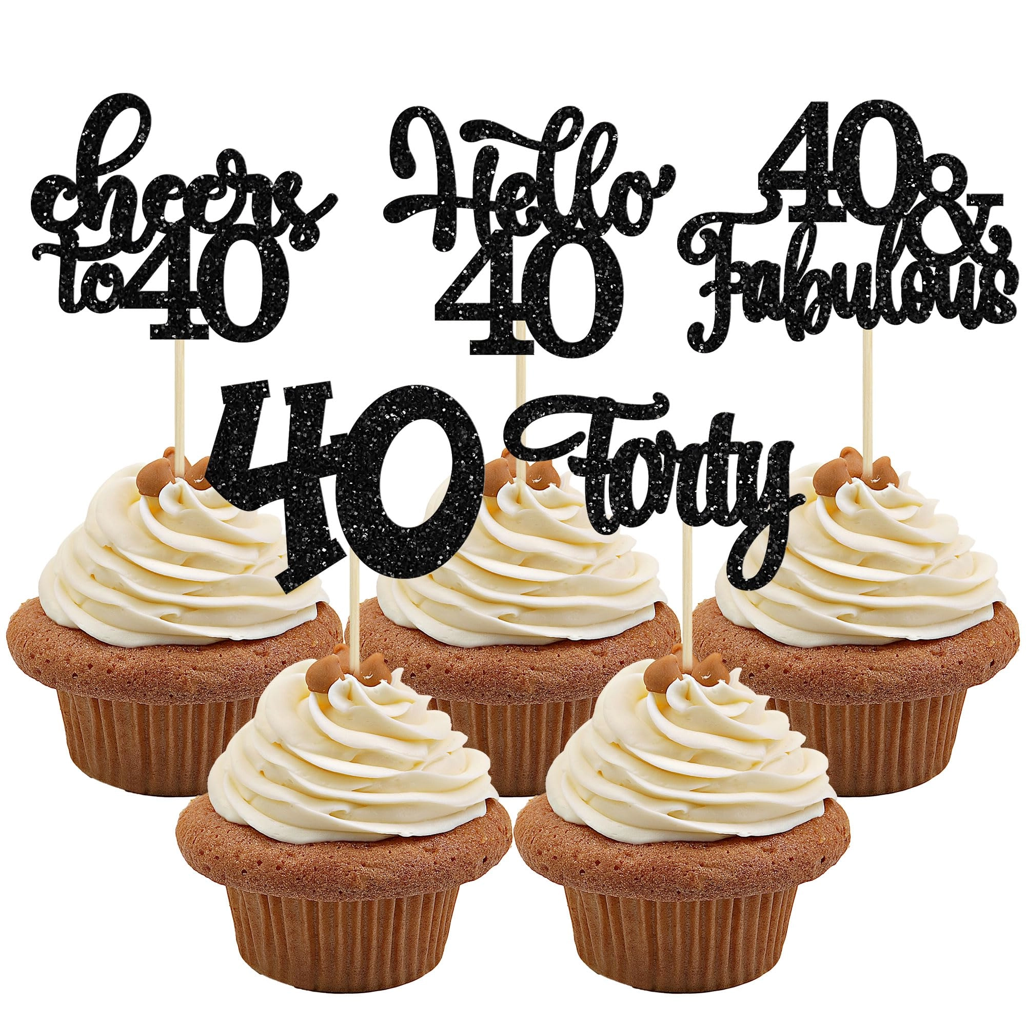 Happy 40th Birthday Cupcake Toppers - 30Pcs Birthday