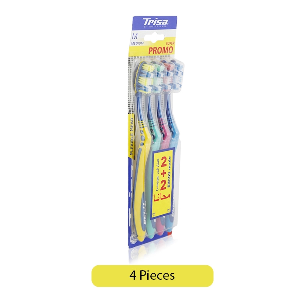 Trisa Flexible Head Toothbrush - Medium 4-Piece Pack