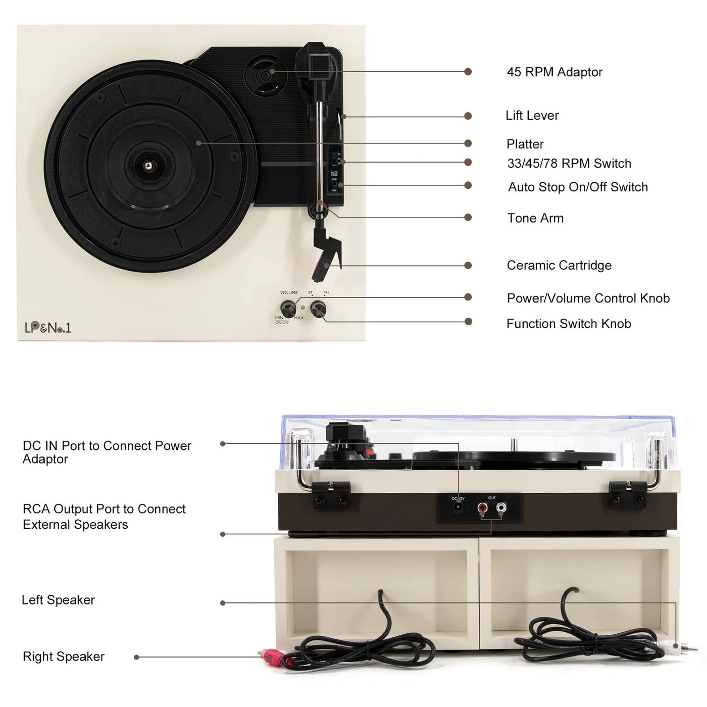 Wireless Turntable - 3-Speed Belt Drive